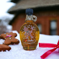 Gingerbread Scene Pure Michigan Maple Syrup – 8oz Collectible Glass Bottle

