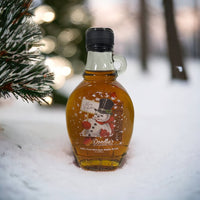 Snowman Scene Pure Michigan Maple Syrup – 8oz Collectible Glass Bottle
