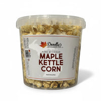 Doodle's Sugarbush, LLC - 100% Pure Michigan Maple Syrup kettle corn in a clear 8 oz reusable plastic tub
